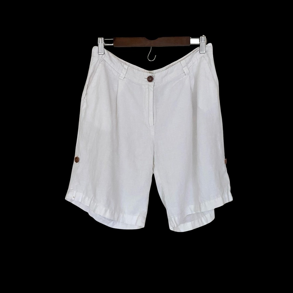 Eileen Fisher Women's 8 White Organic Linen Bermuda Shorts